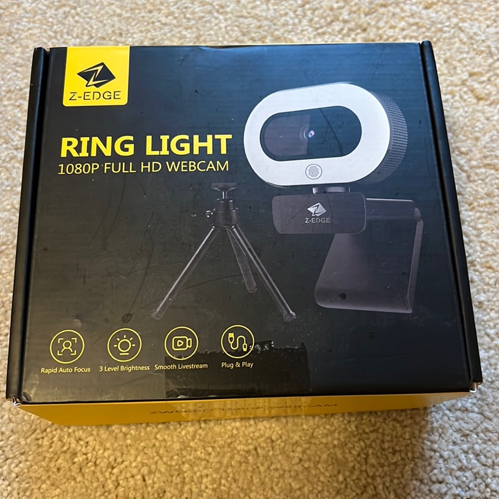 Z-Edge Ring Light 1080P Full HD WEBCAM NEW IN BOX